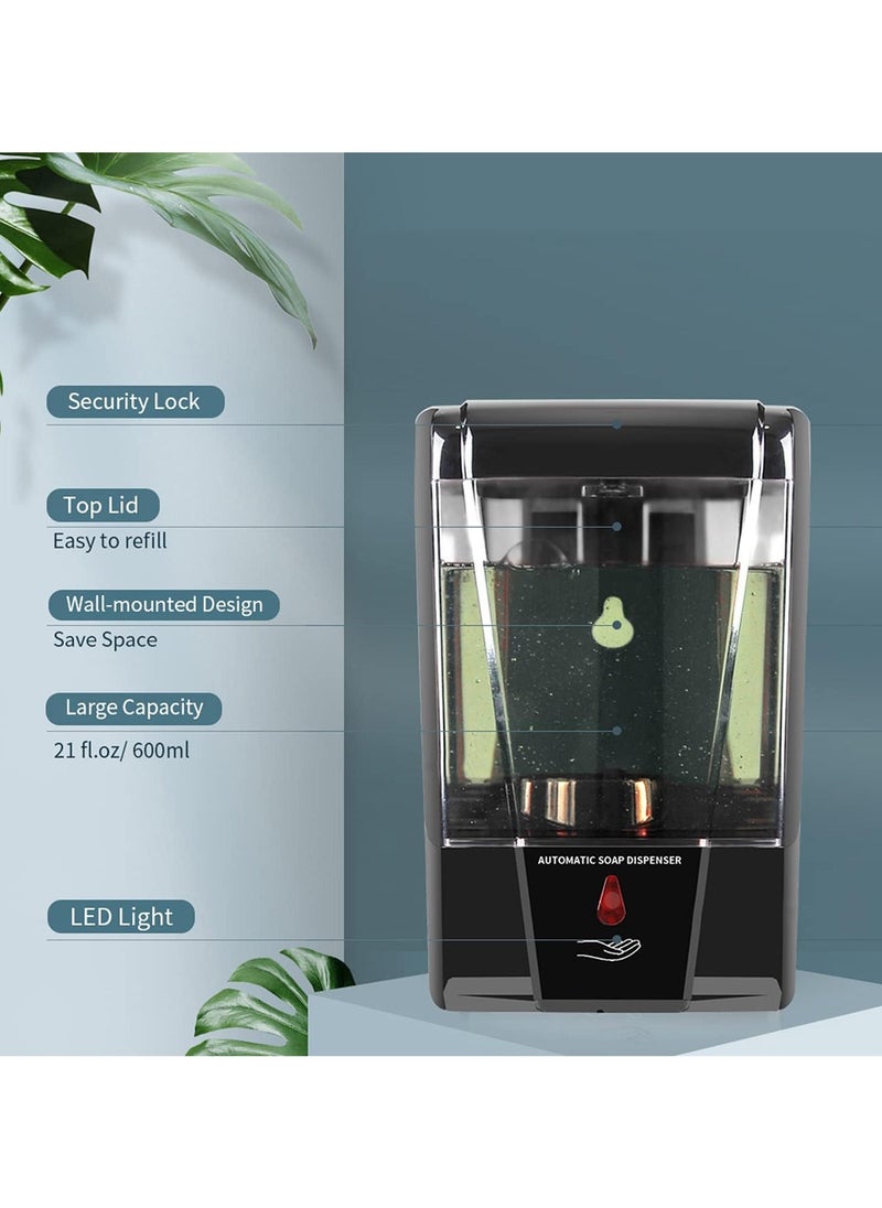 Denx Touch-Free Soap Dispenser, Hand Sanitizer Dispenser, Wall Mounted Electric Sensor Pump Battery Operated For Hospital Airport Kitchen Bathroom Hotel (Black) - Image 3