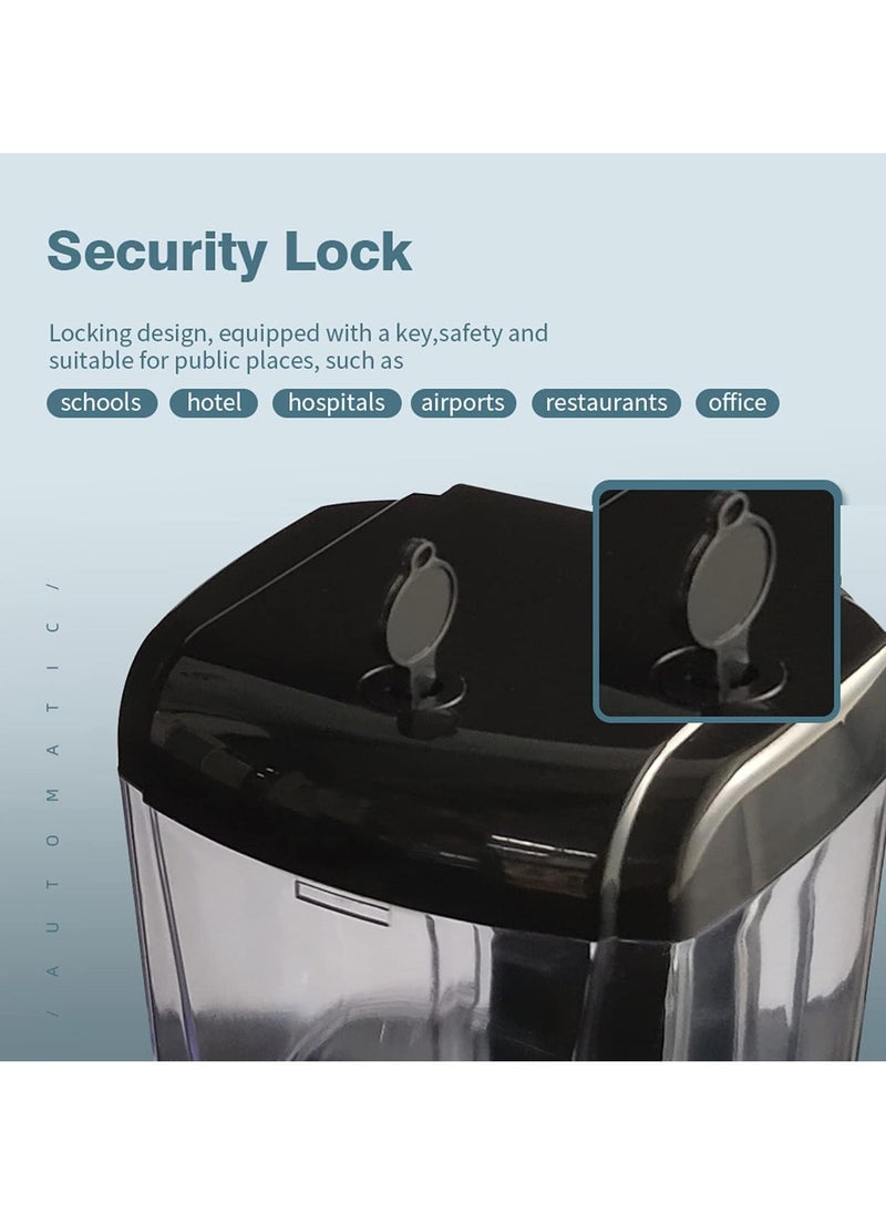 Denx Touch-Free Soap Dispenser, Hand Sanitizer Dispenser, Wall Mounted Electric Sensor Pump Battery Operated For Hospital Airport Kitchen Bathroom Hotel (Black) - Image 5