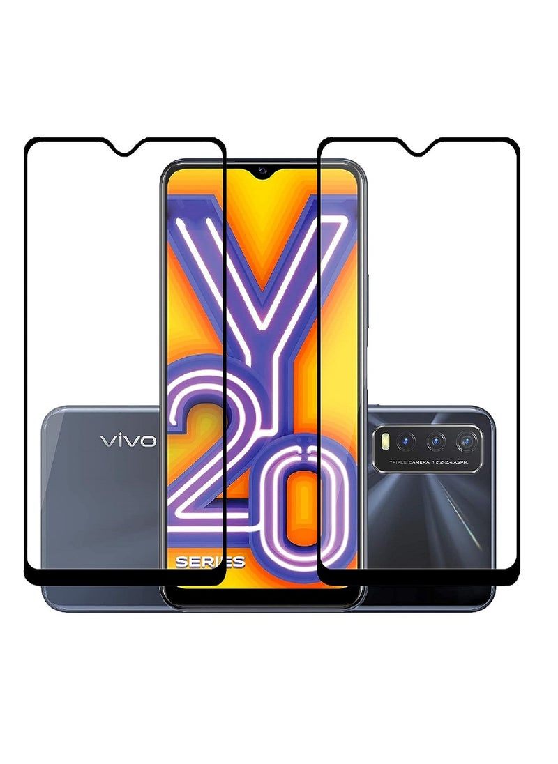 Super 2 Pieces Tempered Glass Screen Protector 5D Designed For vivo Y20i Full Glue Edge to Edge Full Screen Coverage And Bubble Free - Image 1
