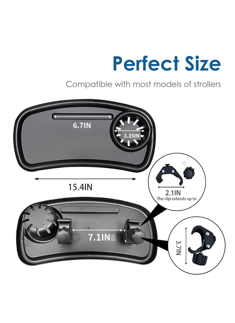Generic - 3 in 1 Universal Stroller Snack Tray, Universal Snack Tray with Cup Holder Phone Holder for Stroller, Non Slip Clip Firmly Grip Stroller Bar, Stroller Tray for Watch Video On The Go - Image 1