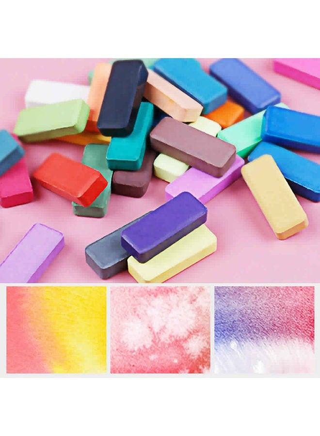 48 Colors Solid Watercolors Paints Set Pigment Drawing Painting With Water Brush Paintbrush Pencil Sponge Watercolor Paper For Artists Beginners Students Adults Pink - Image 3