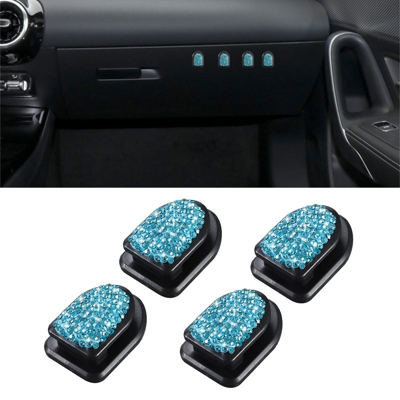 WINKA Bling Car Hooks 4pcs Crystal Accessories Cute Dashboard Hook for Keys Sunglasses Multifunctional Hanging Storage Hook Universal Diamond Accessories for Car Sky Blue - Image 2