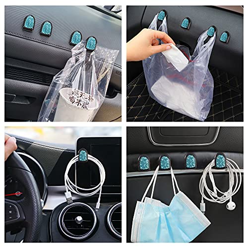 WINKA Bling Car Hooks 4pcs Crystal Accessories Cute Dashboard Hook for Keys Sunglasses Multifunctional Hanging Storage Hook Universal Diamond Accessories for Car Sky Blue - Image 5