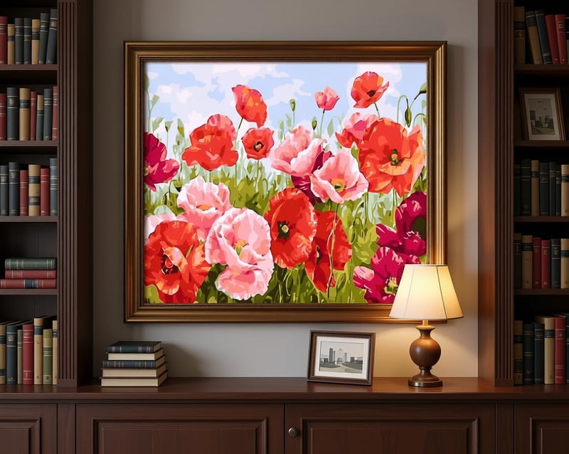 BAISITE Paint by Numbers Kit for Adults Beginners,20" Wx16 L Canvas for Painting Kits for Adults in Colorful Box Poppy Flowers-BSC001-Already Stretched on a Wooden Frame - Image 5