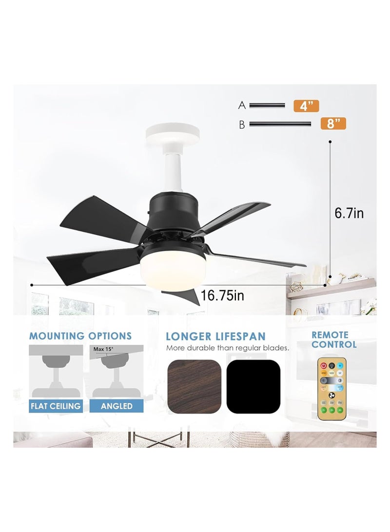 أرابايت مروحة سقف مع جهاز تحكم عن بعد للضوء، مروحة سقف لولبية مقاس 16.5 بوصة مع ضوء، مروحة سقف صغيرة بقاعدة E27/E26، 3 ألوان ضوء مروحة مقبس قابل للتعتيم لغرفة النوم والمطبخ وغرفة المعيشة والمنزل - Image 3