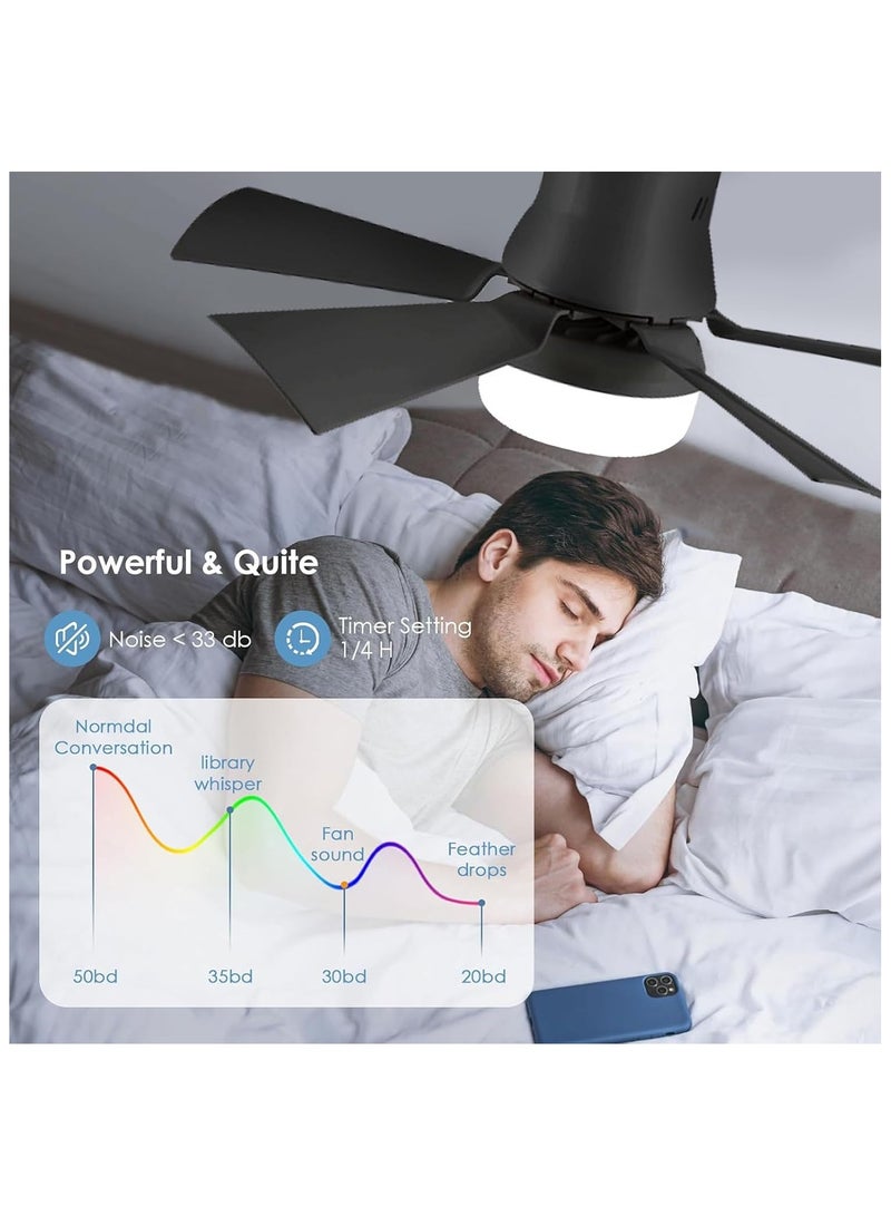 أرابايت مروحة سقف مع جهاز تحكم عن بعد للضوء، مروحة سقف لولبية مقاس 16.5 بوصة مع ضوء، مروحة سقف صغيرة بقاعدة E27/E26، 3 ألوان ضوء مروحة مقبس قابل للتعتيم لغرفة النوم والمطبخ وغرفة المعيشة والمنزل - Image 5