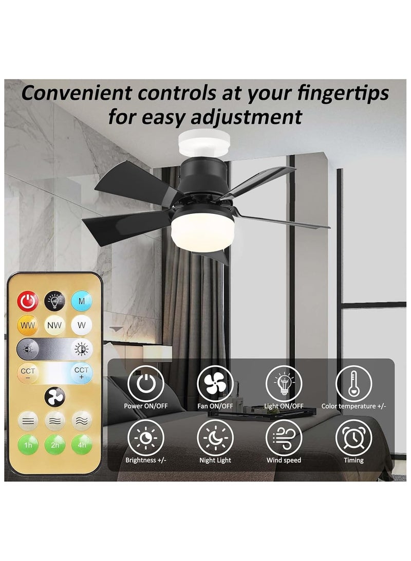 أرابايت مروحة سقف مع جهاز تحكم عن بعد للضوء، مروحة سقف لولبية مقاس 16.5 بوصة مع ضوء، مروحة سقف صغيرة بقاعدة E27/E26، 3 ألوان ضوء مروحة مقبس قابل للتعتيم لغرفة النوم والمطبخ وغرفة المعيشة والمنزل - Image 4