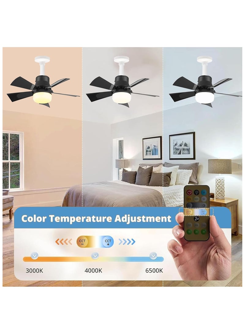 أرابايت مروحة سقف مع جهاز تحكم عن بعد للضوء، مروحة سقف لولبية مقاس 16.5 بوصة مع ضوء، مروحة سقف صغيرة بقاعدة E27/E26، 3 ألوان ضوء مروحة مقبس قابل للتعتيم لغرفة النوم والمطبخ وغرفة المعيشة والمنزل - Image 2