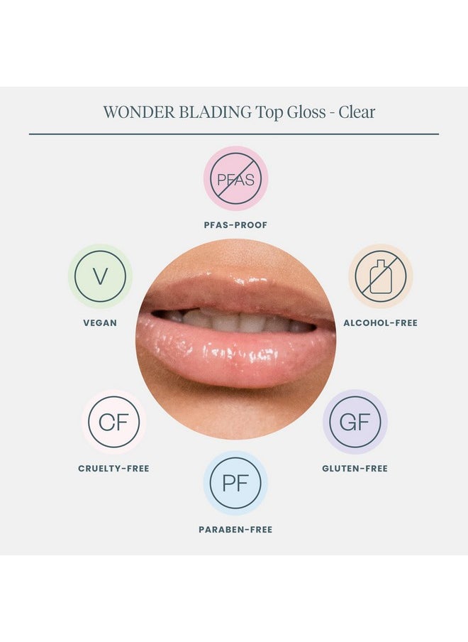 Wonderskin - Wonderskin WONDER BLADING Top Gloss - Clear Lip Gloss, High Shine Finish, Hydrating Lip Gloss, Lip Makeup (Clear Shine) - Image 1