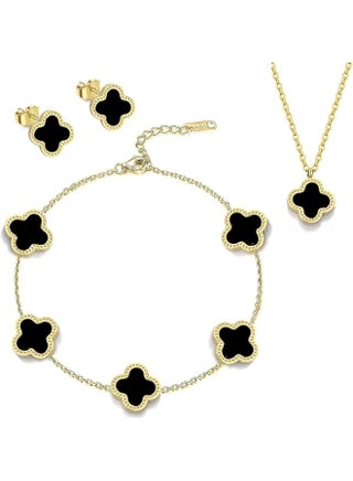 Luxury Fashion Jewelry Lucky Ladies Shell Four Leaf Clover Necklace Set 18K Gold Plated Stainless Steel Jewelery Gold Black - pzsku/Z0216786376E0B180F9A1Z/45/1743946671/0afe6169-b8e8-4f5f-93b8-9c87ba3356db