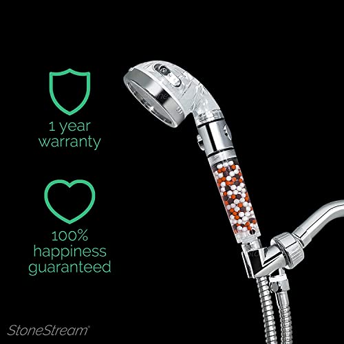 StoneStream Original StoneStream Filtered Shower Head, Eco Power High Pressure Water Softener Showerhead with ON/OFF switch and Spa like Ionic beads for Dry Skin & Hair — 3 Spray Settings - Image 4