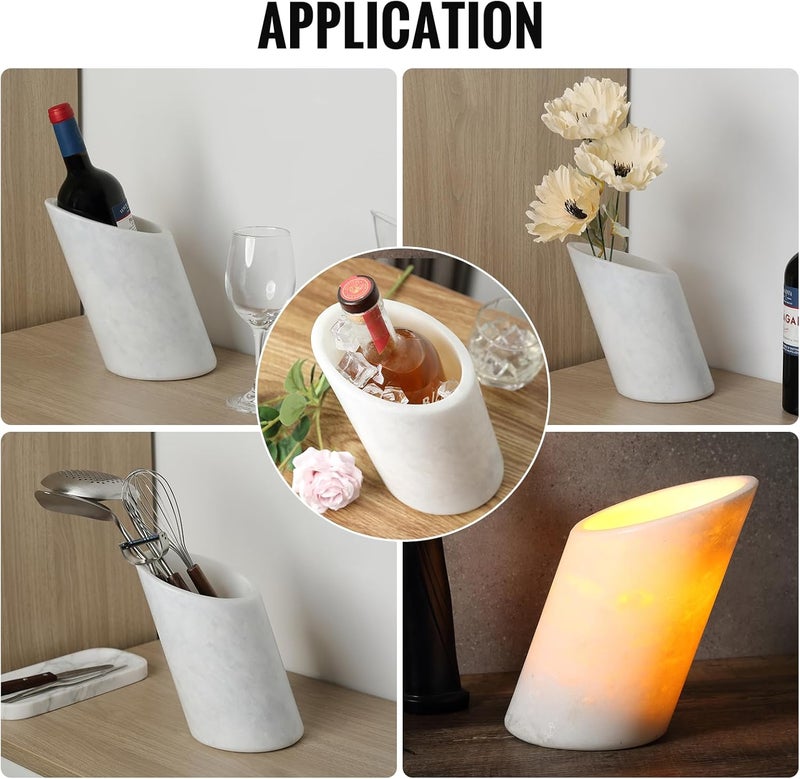 BCS Marble Wine Bottle Chiller - Versatile Wine Chillers for Bottles - Applicable to Kitchen Utensil Holder/Makeup Brush Holder/Pen Holder for Desk That Also Serve as Lamp Shade - Image 3