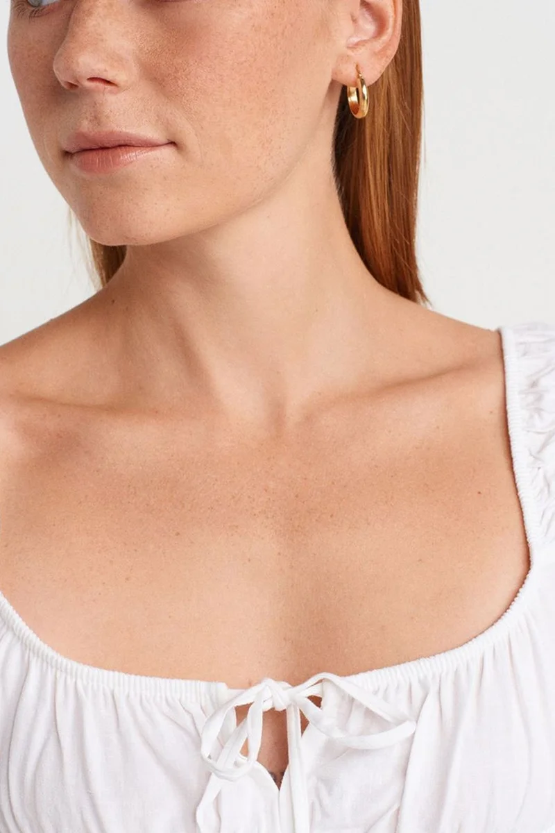 Dilvin White DILVIN Fitted Crop Sleeveless Tie-Front Blouse for Women | Best Price UAE