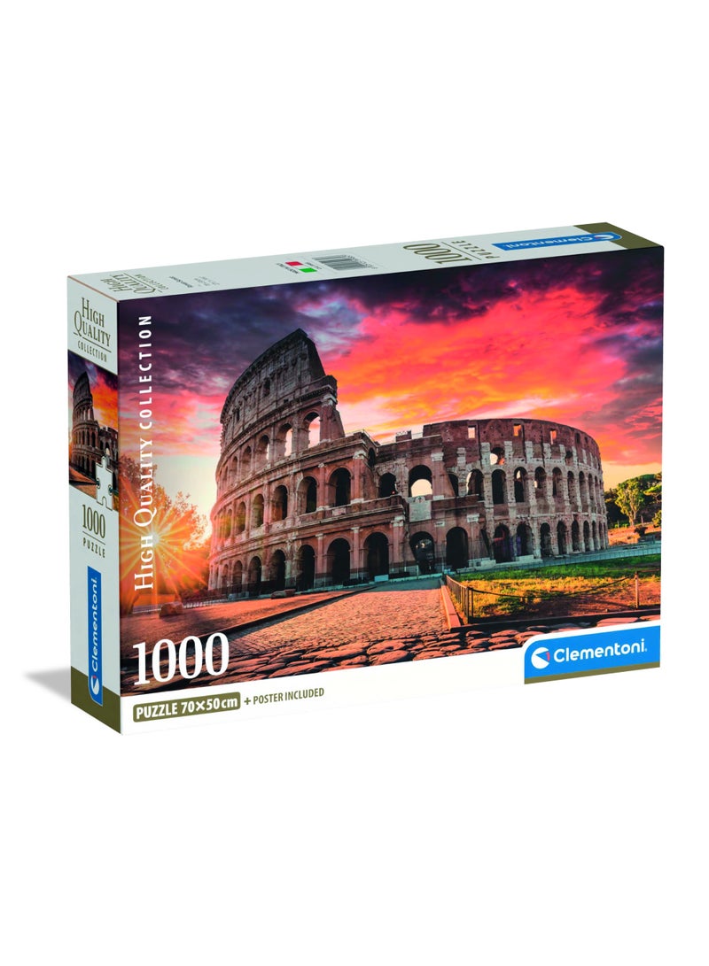 Clementoni Puzzle HQC Roman Sunset + Poster 1000-Pieces | Jigsaw Puzzle | Puzzle for Adults | Challenging Puzzle | Perfect for Stress Reliever and Puzzle Lovers | Made in Italy - Image 1