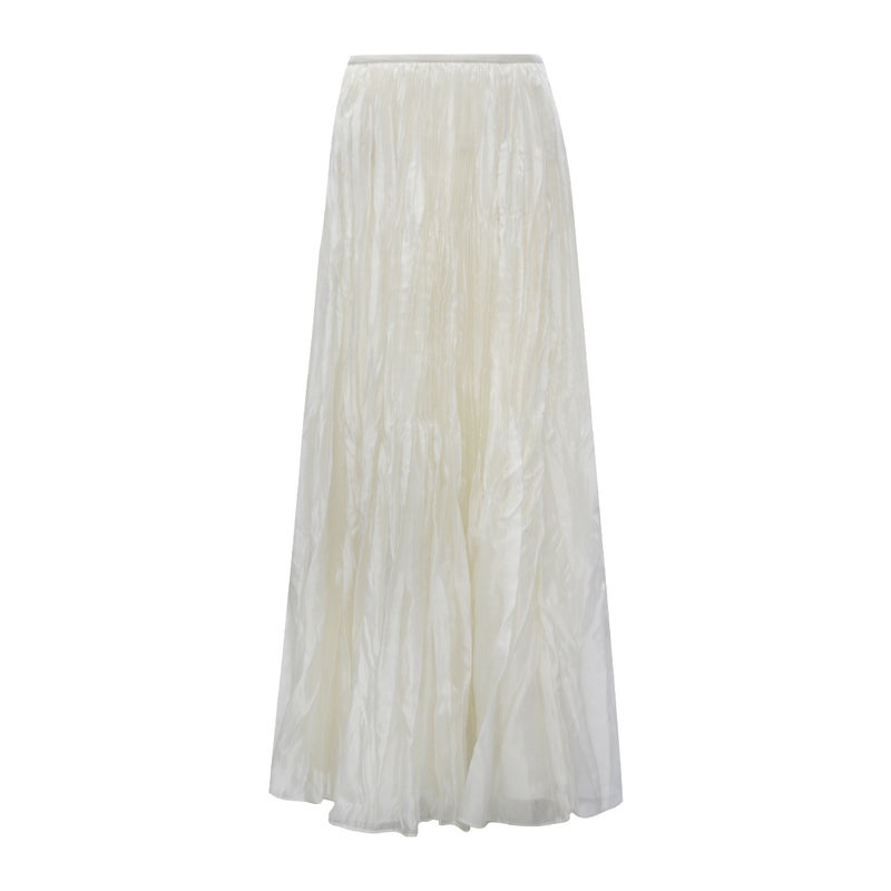 Women's Pleated Mesh Long Skirt - Image 1