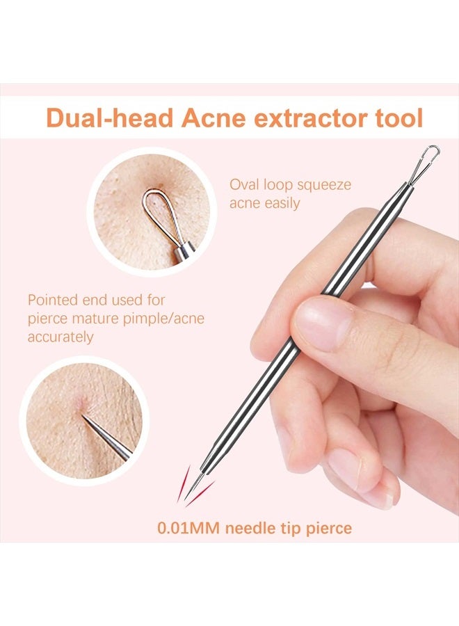 WSYUB Blackhead Tweezers, Pimple Popper Tool Kit, Comedone Extractor, 3 in 1 Professional Stainless Skin Zit Acne Blemish Whitehead Popping Removing Surgical Tools Set, Silver - Image 3