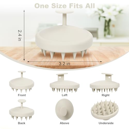 Meartchy Silicone Scalp Massager, Scalp Scrubber for Hair Growth with Soft Bristles, Scalp Exfoliator Brush Dandruff Removal Shampoo Brush for Wet Dry Scalp Care (Warm Grey) - Image 2