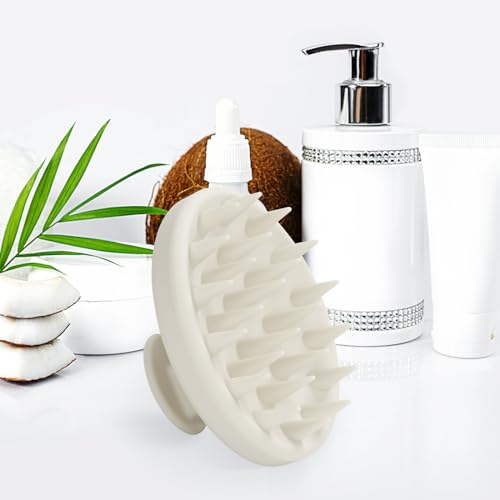 Meartchy Silicone Scalp Massager, Scalp Scrubber for Hair Growth with Soft Bristles, Scalp Exfoliator Brush Dandruff Removal Shampoo Brush for Wet Dry Scalp Care (Warm Grey) - Image 5