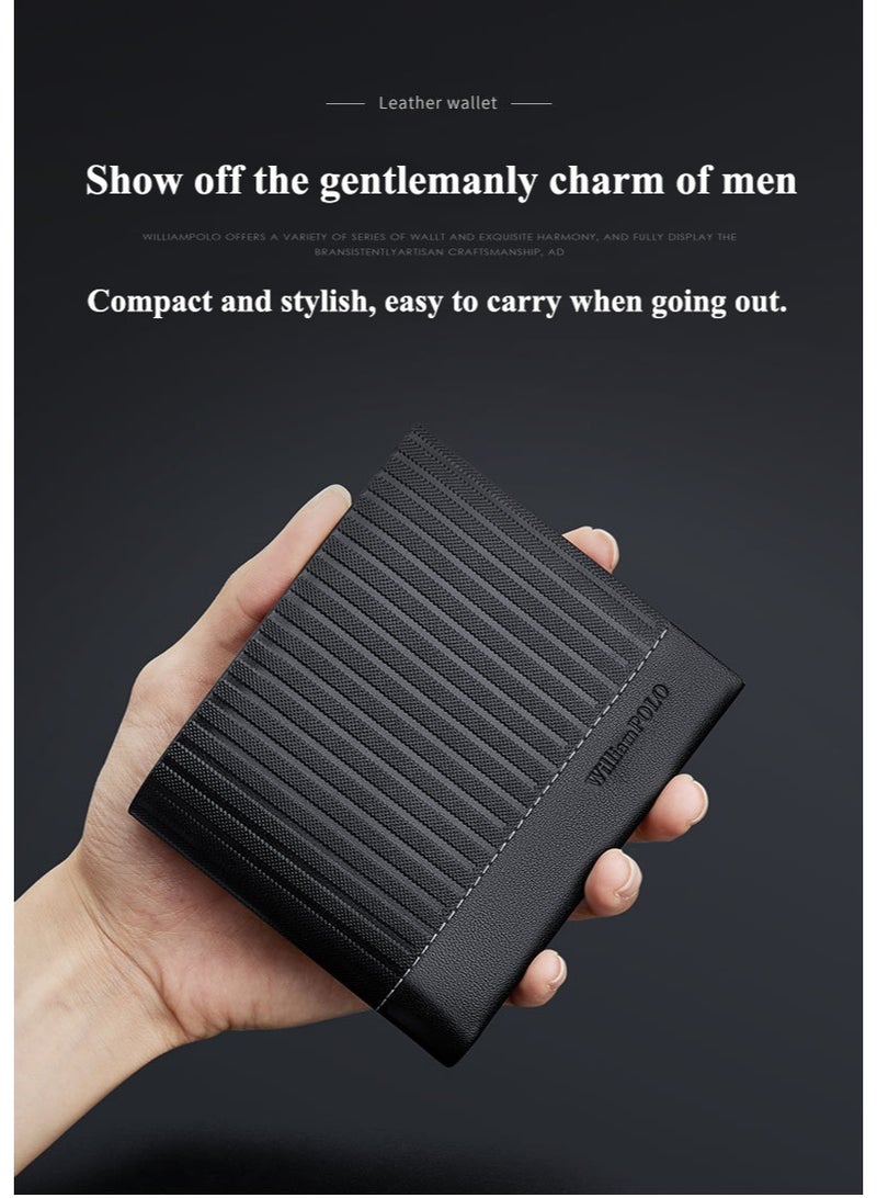 WilliamPolo leather short wallet for men with a high-end feel, cowhide wallet for business, high-end, lightweight card wallet - Image 3