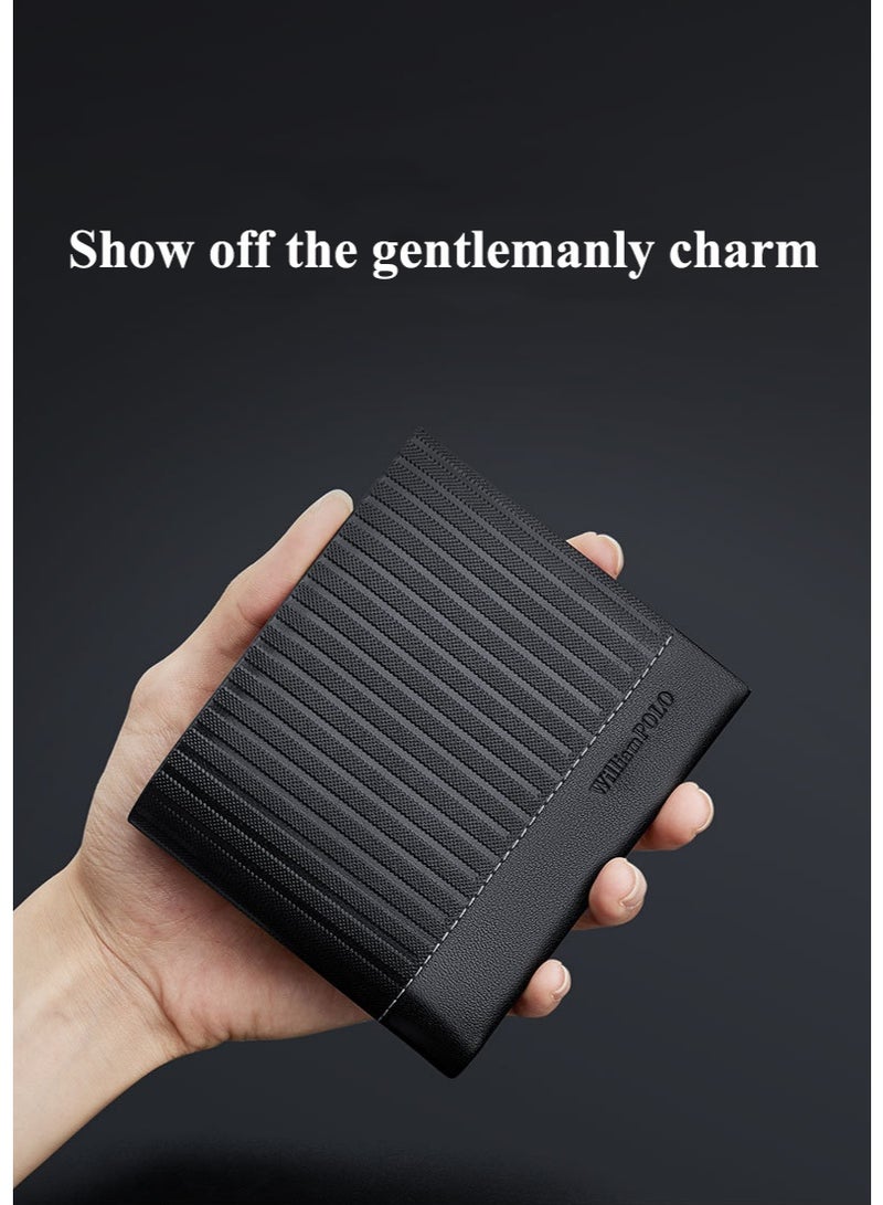 WilliamPolo leather short wallet for men with a high-end feel, cowhide wallet for business, high-end, lightweight card wallet - Image 2