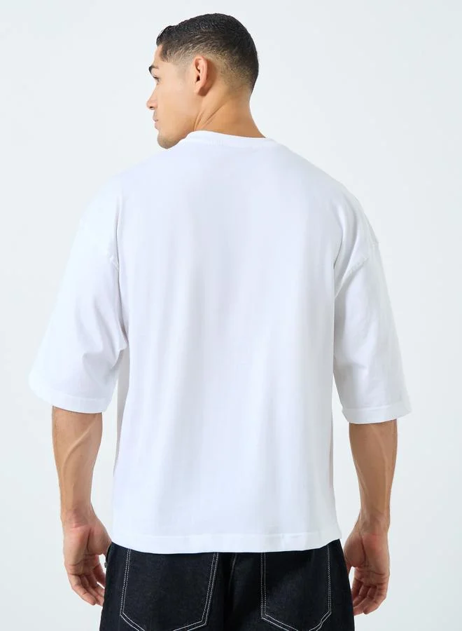 Styli Styli Men White Boxy Fit Crew Neck T-Shirt
