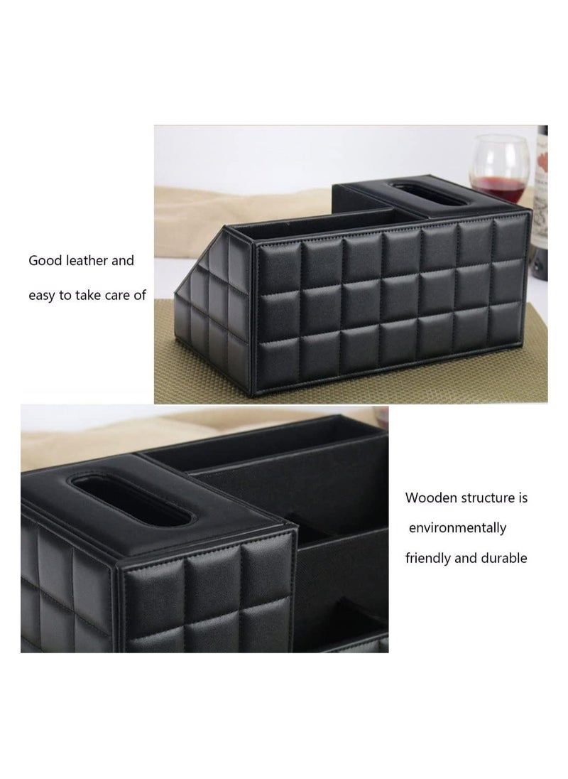 Rightsure - Desk Organiser Set,Multifunctional PU Leather Desktop Pen Holder Storage Box with Drawer and tissue box, 6 Compartments for Office Home - Image 1