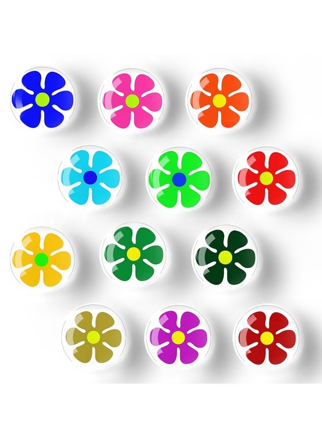 JACIRCLE 12Pcs Glass Fridge Magnets, Cute Flowers Magnet Fridge Sticker, Colorful Flowers Crystal Fridge Magnets Decoration Strong Magnetic Refrigerator Magnets Heavy Duty, Fridge Magnets for Whiteboard, Kitchen, Office, Home and Cabinet - Image 1