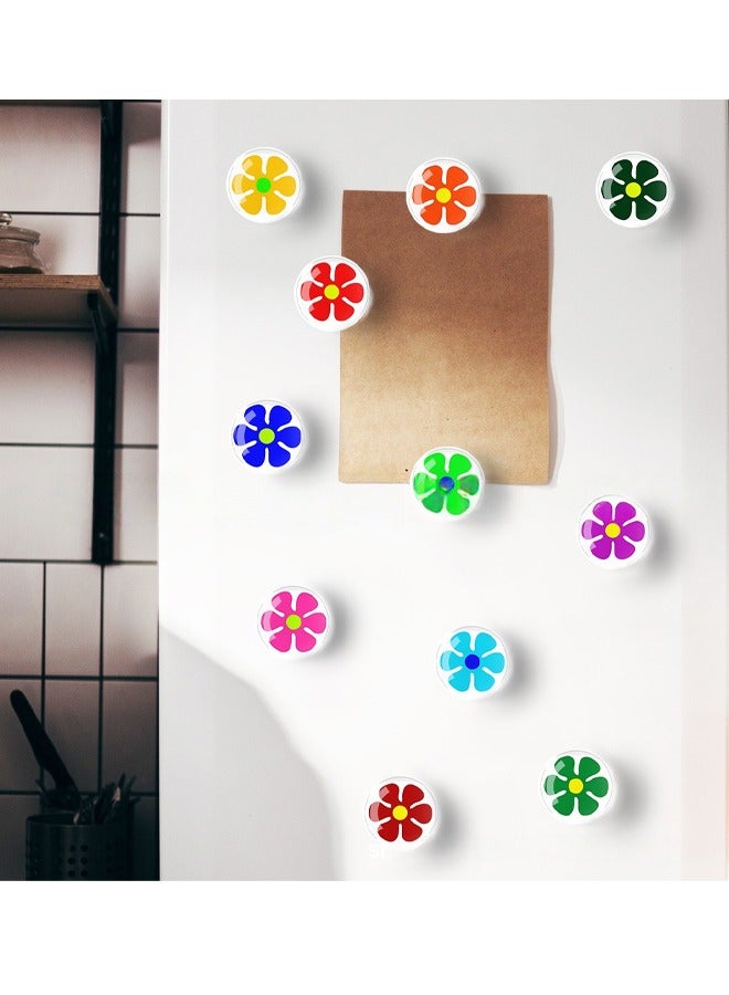 JACIRCLE 12Pcs Glass Fridge Magnets, Cute Flowers Magnet Fridge Sticker, Colorful Flowers Crystal Fridge Magnets Decoration Strong Magnetic Refrigerator Magnets Heavy Duty, Fridge Magnets for Whiteboard, Kitchen, Office, Home and Cabinet - Image 5
