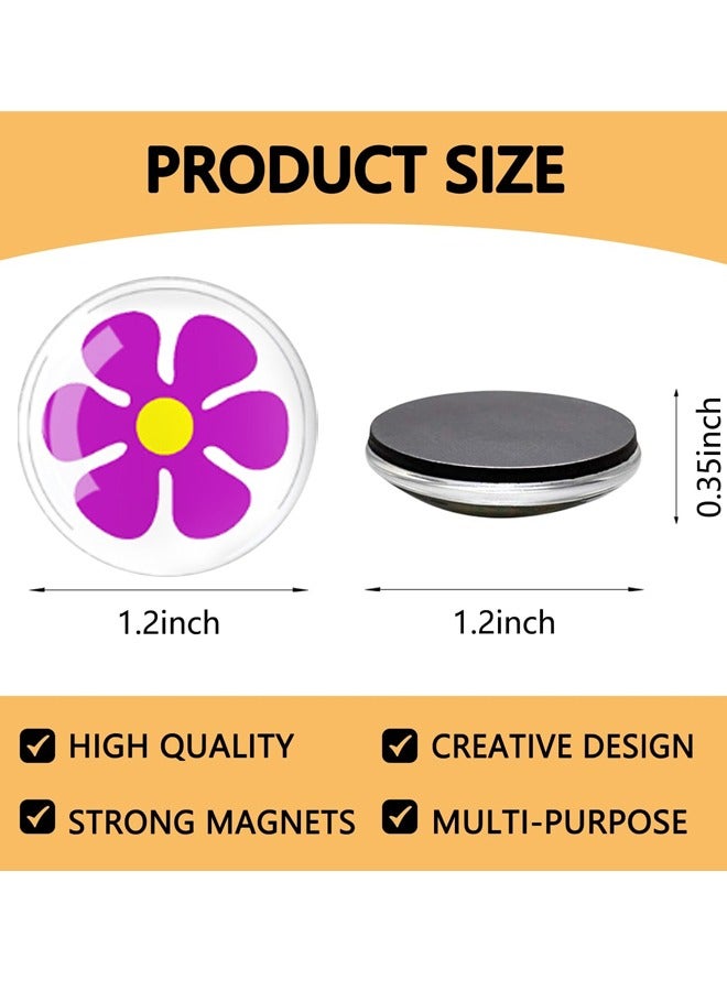 JACIRCLE 12Pcs Glass Fridge Magnets, Cute Flowers Magnet Fridge Sticker, Colorful Flowers Crystal Fridge Magnets Decoration Strong Magnetic Refrigerator Magnets Heavy Duty, Fridge Magnets for Whiteboard, Kitchen, Office, Home and Cabinet - Image 2