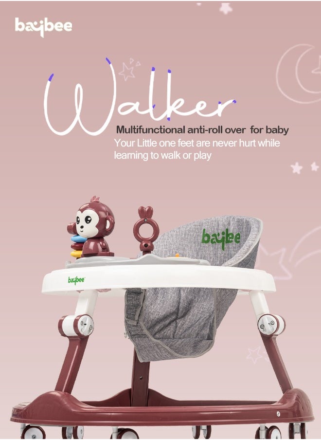 BAYBEE Baybee Drono Baby Walker for Kids Round Kids Walker with 4 Seat Height Adjustable  Activity Walker with with Food Tray & Musical Toy Bar Toddler Walker for Baby 6-18 Months Boys Girls Brown  - Image 2
