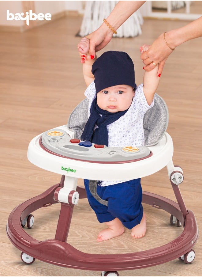 BAYBEE Baybee Drono Baby Walker for Kids Round Kids Walker with 4 Seat Height Adjustable  Activity Walker with with Food Tray & Musical Toy Bar Toddler Walker for Baby 6-18 Months Boys Girls Brown  - Image 3