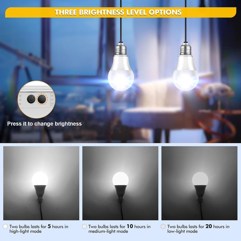 MEIKEE 2 in 1 Solar Bulb Light Dimmable Solar Powered Floodlight 5000mAh Rechargeable Garden Light Daylight White 5000K Adjustable Solar Flood Lighting for Garage Shed Roof Tent Camp - Image 3
