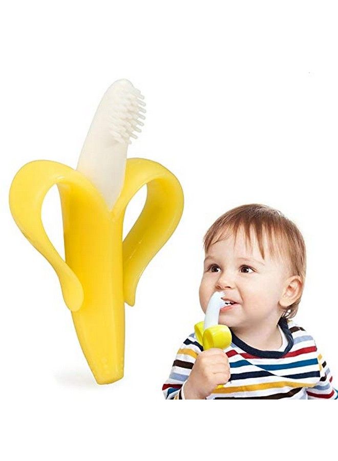 Mummamia فرشاة أسنان تدريبية للأطفال بتصميم متعدد القوامات مع شعيرات سيليكون صفراء - Image 1