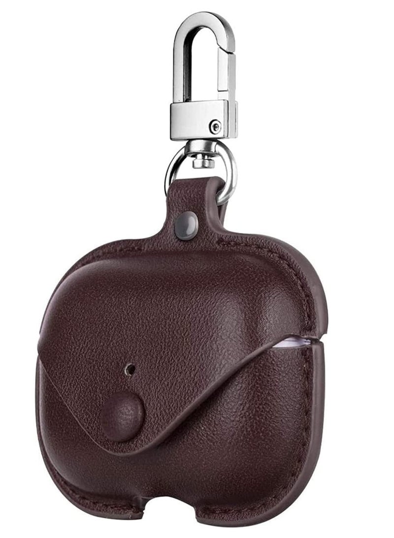 Genuine Leather Case Compatible with AirPods Pro Case, Protective Cover for Apple AirPods pro Wireless Charging Case Headphones EarPods, Soft Leather Cover with Keychain Hook (Dark brown) - Image 1