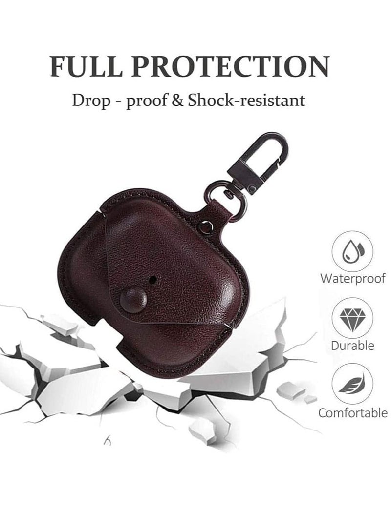 Genuine Leather Case Compatible with AirPods Pro Case, Protective Cover for Apple AirPods pro Wireless Charging Case Headphones EarPods, Soft Leather Cover with Keychain Hook (Dark brown) - Image 3