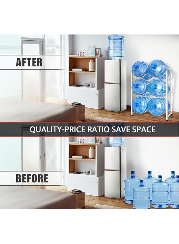 REBENUO A water gallon holder with a capacity of 6 gallons equipped with three floors each floor holding two gallons Strong and durable made to save more space in your home in an elegant and beautiful way - Image 3