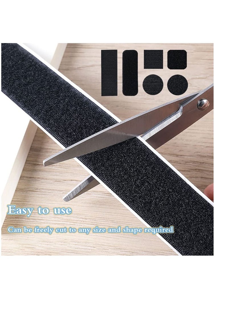 Self Adhesive Hook and Loop Strips Tape Roll Black Heavy Double Sided Sticky Duty Industrial Strength Fastener Interlocking for Household Kitchen School Office Set of 2 - Image 2