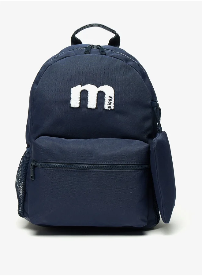 ميسي Women Missy Logo Detail Backpack with Adjustable Straps and Zip Closure