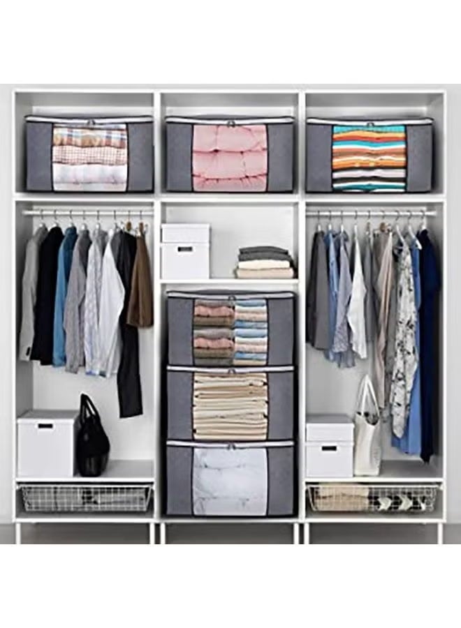 5 Large Storage Bags, Clothes Storage Box, Foldable Closet Organizer Storage Container With Durable Handle, Thick Fabric, Suitable For Blankets Quilts Clothes Bedding 90L. - Image 4