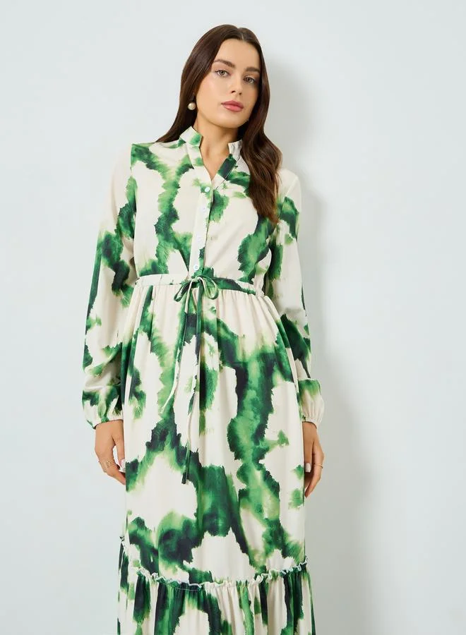 Take Two Green Floral Print Tiered Maxi Dress