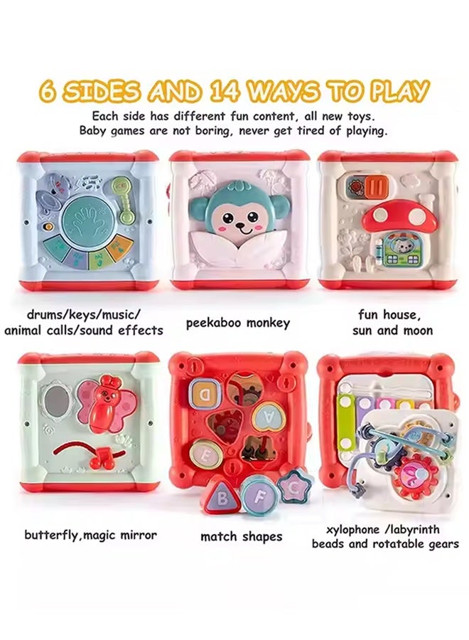 Musical Educational Learning Toy Music Hand Drum  Children's  Early Development Toys Hexahedron Intelligent Toy   Multi-Function Activity Cube Toy for Baby  With Light and Music Early Educational Activity Toy for Toddlers 14 in 1 Activity Toys for Babies Learning - Image 2