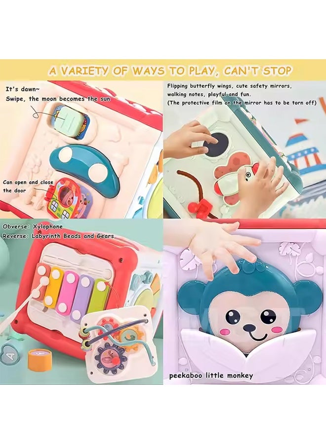 Musical Educational Learning Toy Music Hand Drum  Children's  Early Development Toys Hexahedron Intelligent Toy   Multi-Function Activity Cube Toy for Baby  With Light and Music Early Educational Activity Toy for Toddlers 14 in 1 Activity Toys for Babies Learning - Image 5