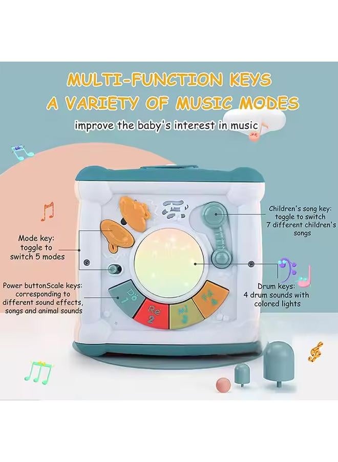 Musical Educational Learning Toy Music Hand Drum  Children's  Early Development Toys Hexahedron Intelligent Toy   Multi-Function Activity Cube Toy for Baby  With Light and Music Early Educational Activity Toy for Toddlers 14 in 1 Activity Toys for Babies Learning - Image 4