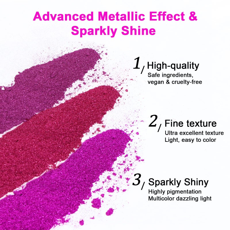 SAVILAND Chrome Nail Powder Set: 36 Colors Metallic Mirror Effect Holographic Chrome Nail Powder Iridescent Chameleon Pigment Manicure DIY Nail Art Decoration Glitter Dust with Sponge Brushes Home Use - Image 4