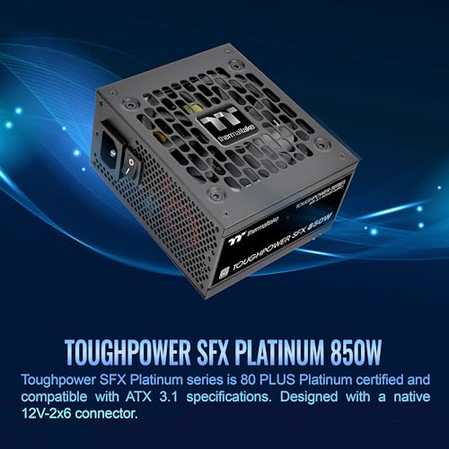 Thermaltake Toughpower SFX 850W 80Plus Platinum ATX 3.1 Standard Power Supply; 450W 12V-2x6 Connector Included; Full Modular; 90mm FDB Fan; PS-STP-0850FNFAPU-1; 7 Year Warranty - Image 2