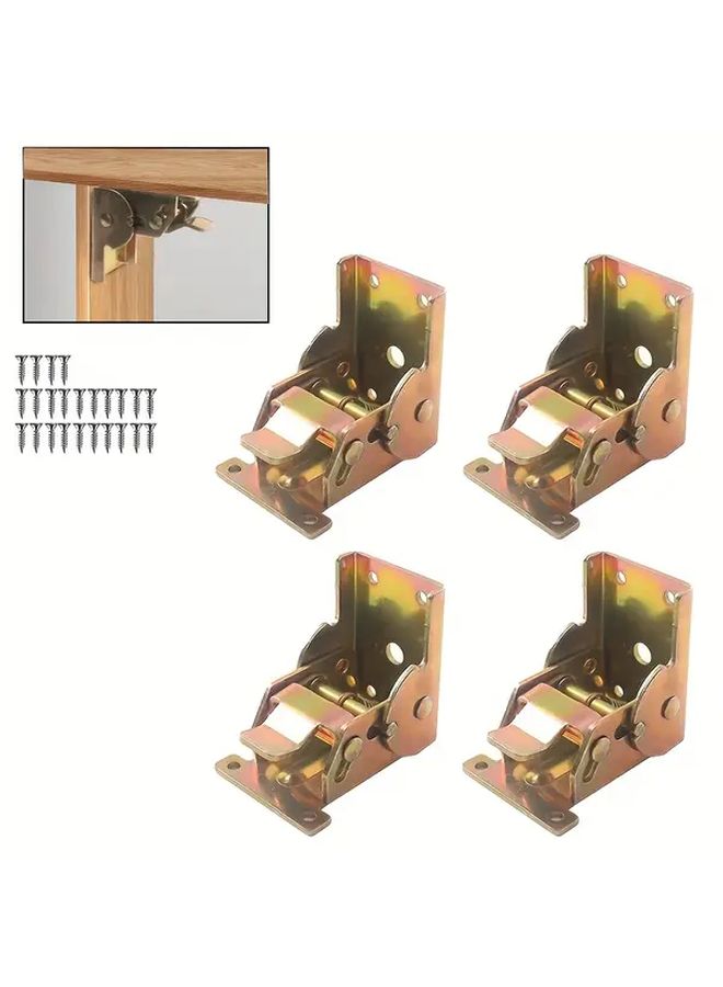 4 Pack Adjustable Leg Bracket With Screws Folding Table Supports Collapsible Hinges - Image 2