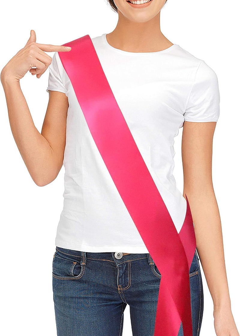 TREORSI Blank Satin Sash, Plain Sash, Party Decorations, Make Your Own Sash (Hot Pink) - Image 1