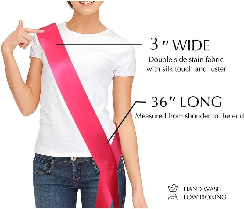 TREORSI Blank Satin Sash, Plain Sash, Party Decorations, Make Your Own Sash (Hot Pink) - Image 4