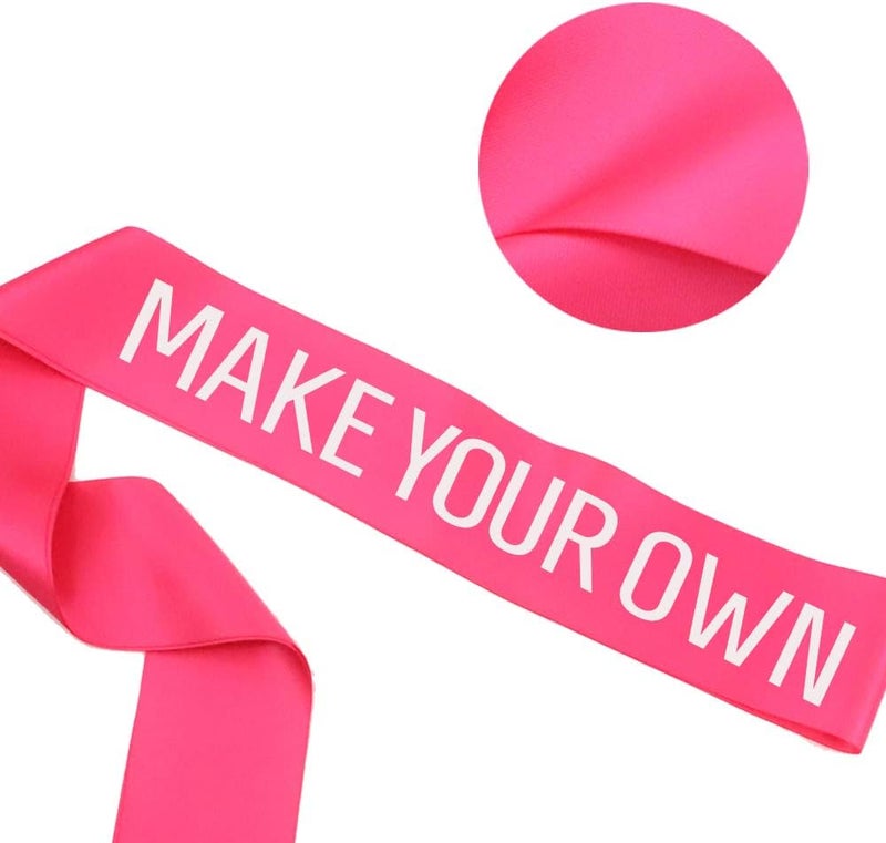 TREORSI Blank Satin Sash, Plain Sash, Party Decorations, Make Your Own Sash (Hot Pink) - Image 2