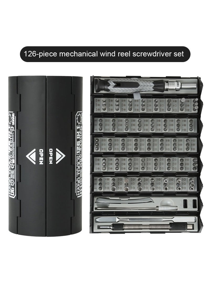 Multifunction Precision Screwdriver Set with 126 Magnetic Bits for Phone Watch and Computer Repair Black - Image 2